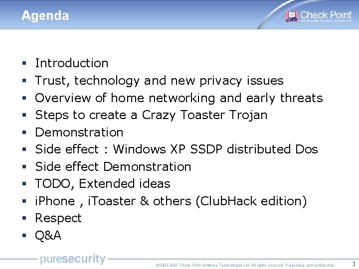 Agenda § § § Introduction Trust, technology and new privacy issues Overview of home Agenda § § § Introduction Trust, technology and new privacy issues Overview of home
