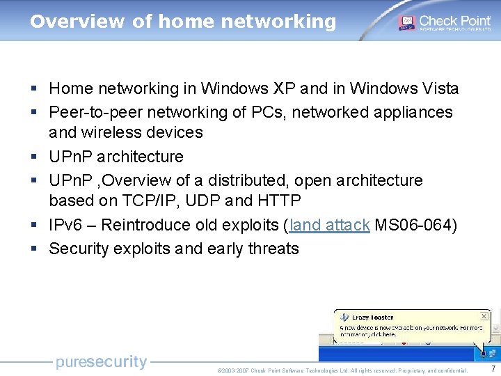 Overview of home networking § Home networking in Windows XP and in Windows Vista Overview of home networking § Home networking in Windows XP and in Windows Vista