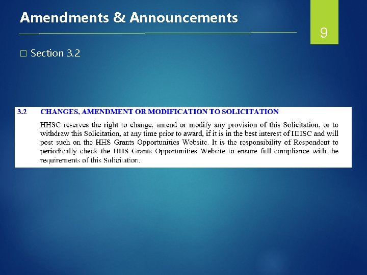 Amendments & Announcements � Section 3. 2 9 