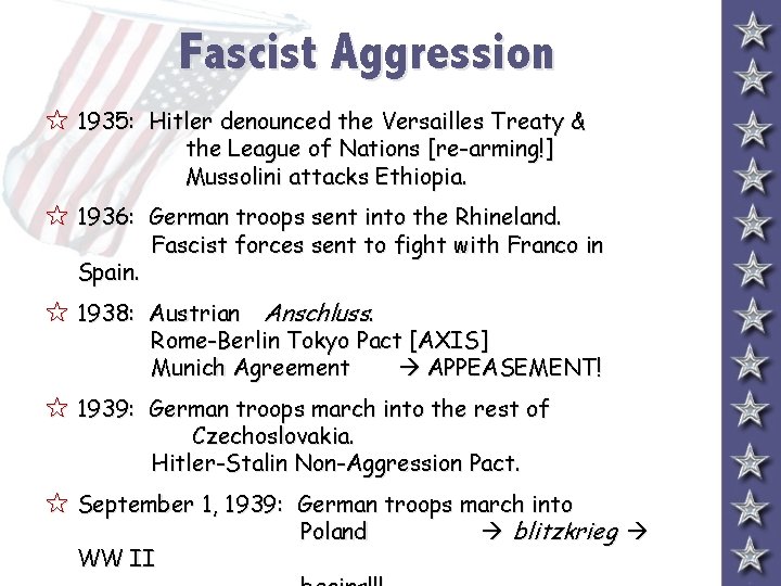 Fascist Aggression 5 1935: Hitler denounced the Versailles Treaty & the League of Nations