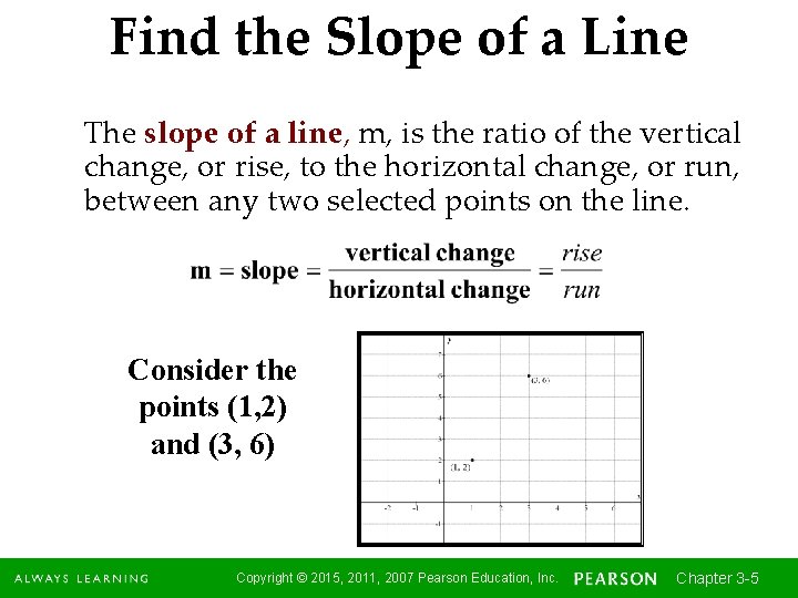 Find the Slope of a Line The slope of a line, m, is the