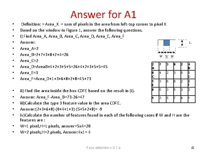 Answer for A 1 • • • • • Definition: = Area_X = sum