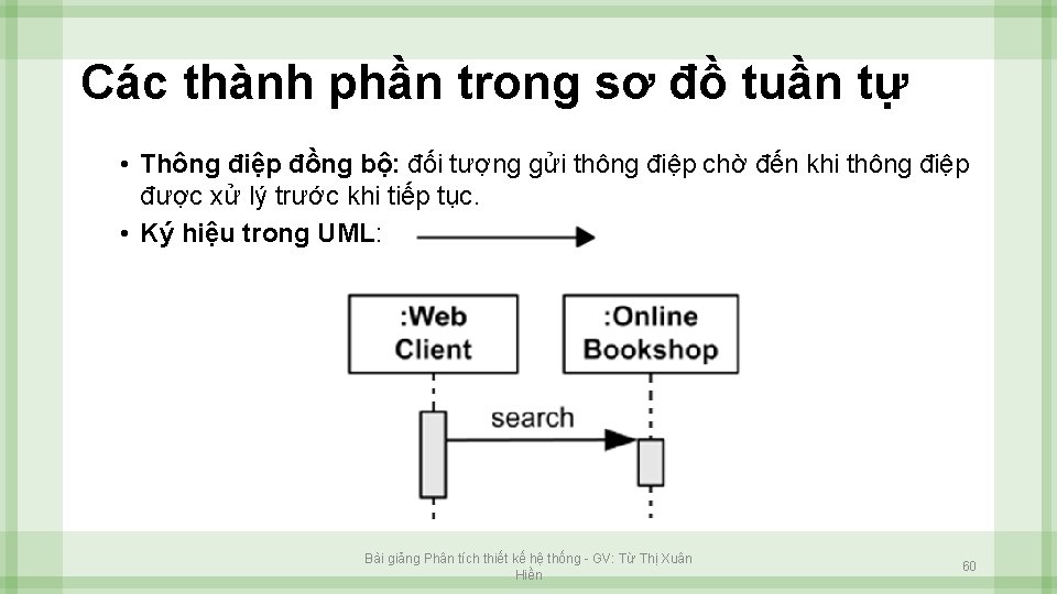 Các thành phần trong sơ đồ tuần tự • Thông điệp đồng bộ: đối