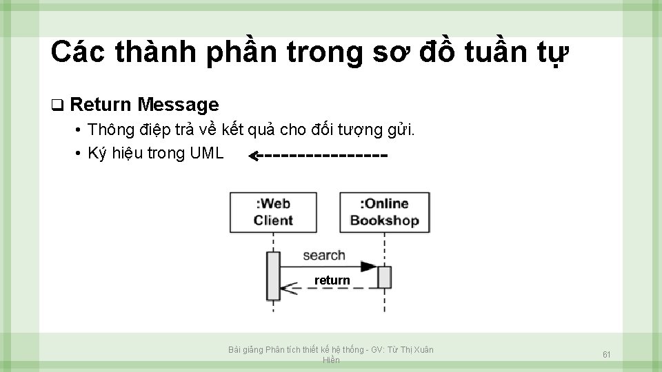 Các thành phần trong sơ đồ tuần tự q Return Message • Thông điệp