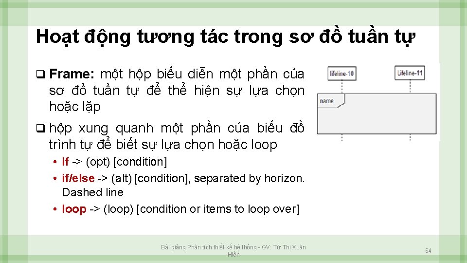 Hoạt động tương tác trong sơ đồ tuần tự q Frame: một hộp biểu