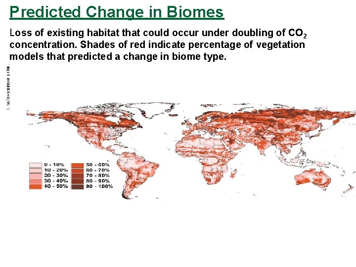 Predicted Change in Biomes Loss of existing habitat that could occur under doubling of