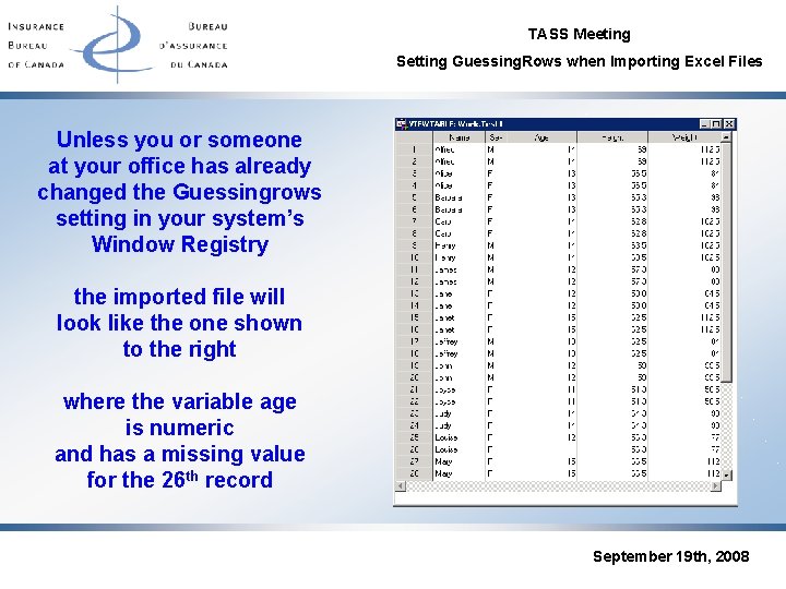 TASS Meeting Setting Guessing. Rows when Importing Excel Files Unless you or someone at