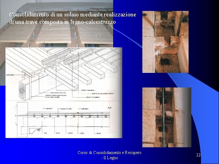 Consolidamento di un solaio mediante realizzazione di una trave composta in legno-calcestruzzo Corso di