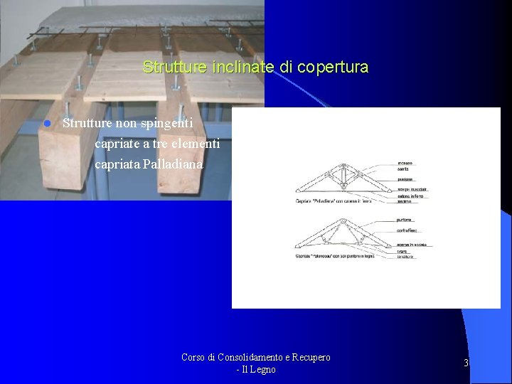Strutture inclinate di copertura l Strutture non spingenti capriate a tre elementi capriata Palladiana