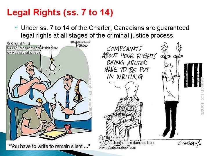 Legal Rights (ss. 7 to 14) Under ss. 7 to 14 of the Charter,