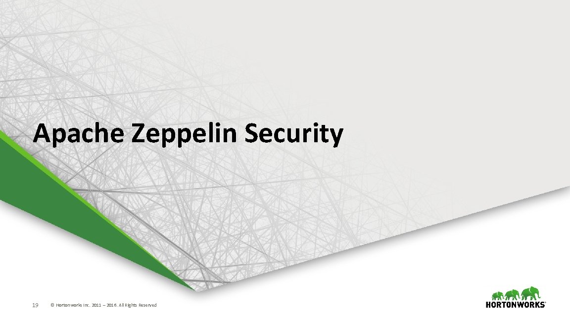 Apache Zeppelin Security 19 © Hortonworks Inc. 2011 – 2016. All Rights Reserved 