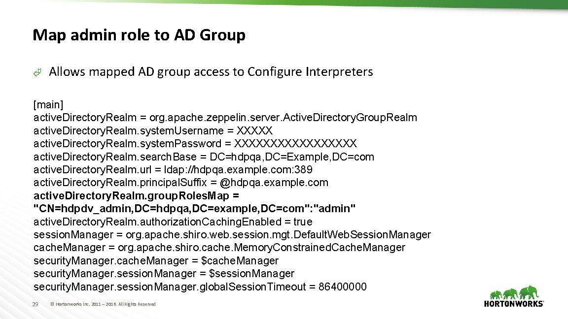 Map admin role to AD Group Ã Allows mapped AD group access to Configure