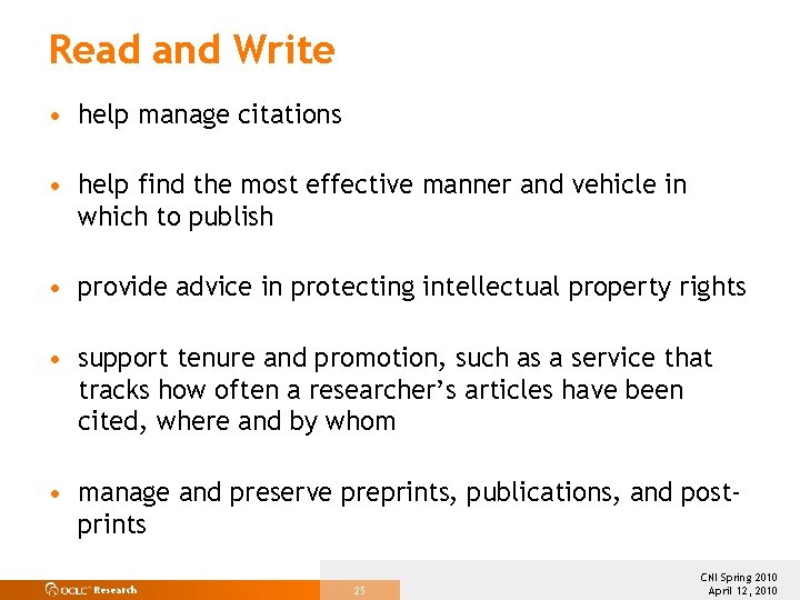 Read and Write • help manage citations • help find the most effective manner