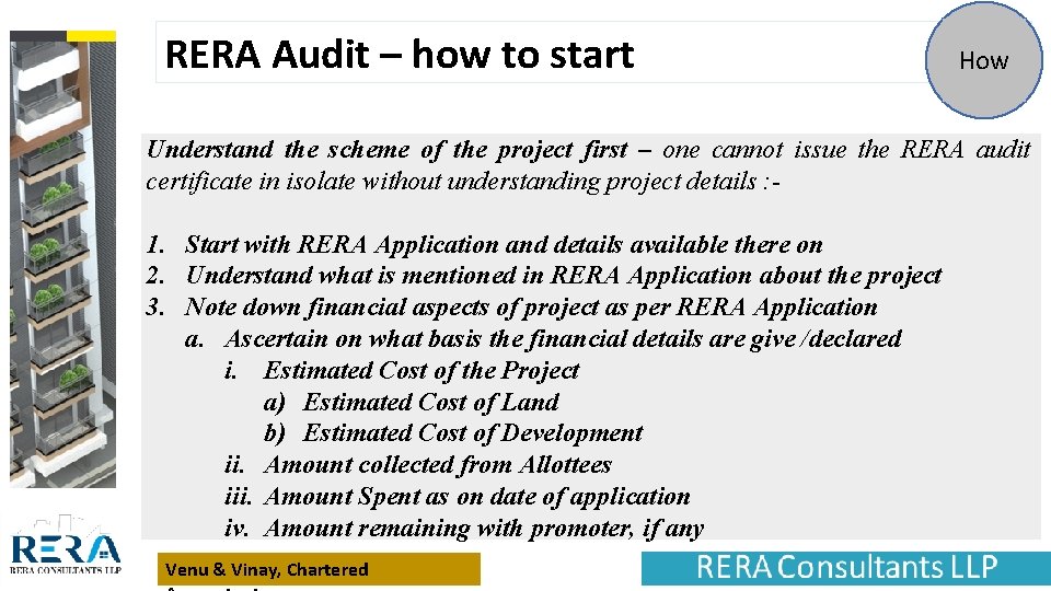 RERA Audit – how to start How Understand the scheme of the project first