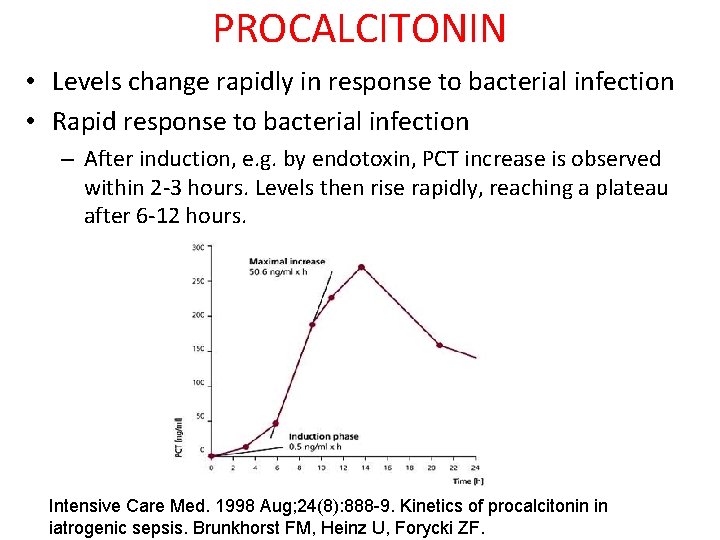 PROCALCITONIN • Levels change rapidly in response to bacterial infection • Rapid response to