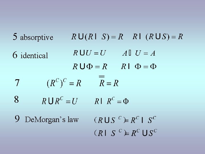 5 absorptive 6 identical 7 8 9 De. Morgan’s law 