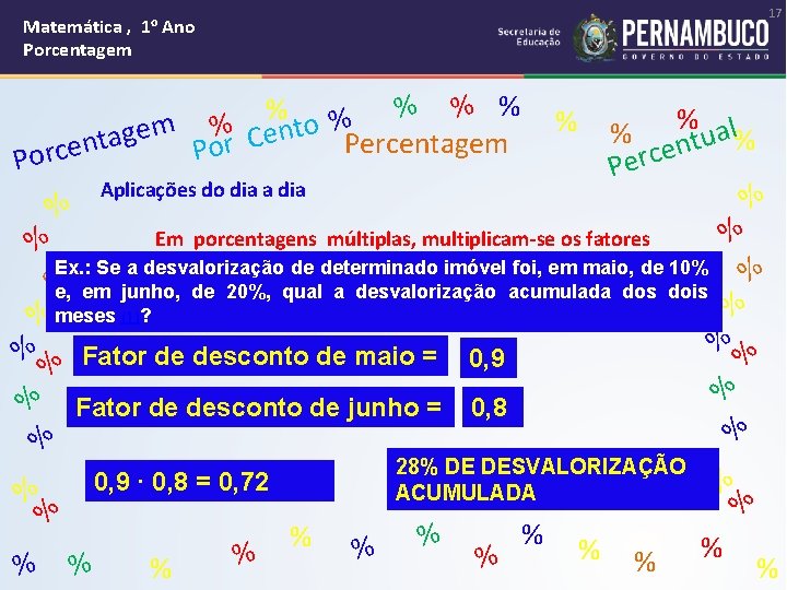 17 Matemática , 1 o Ano Porcentagem % % % o m % t