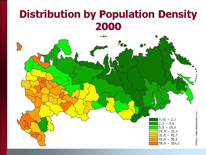 Distribution by Population Density 2000 