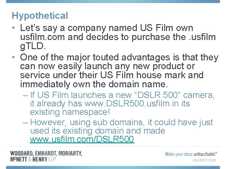 Hypothetical • Let’s say a company named US Film own usfilm. com and decides Hypothetical • Let’s say a company named US Film own usfilm. com and decides