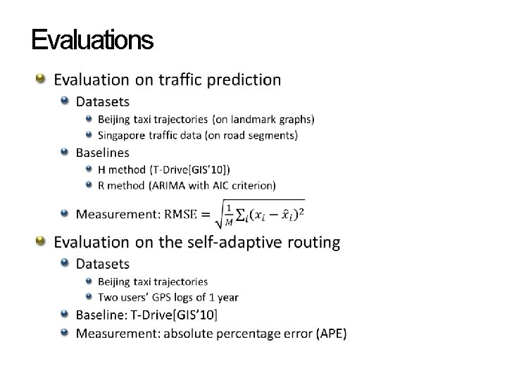 Evaluations • Evaluations •