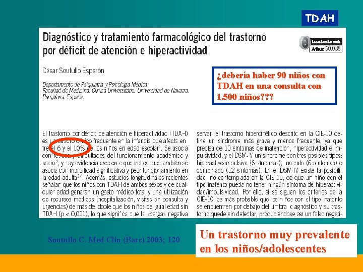 TDAH ¿debería haber 90 niños con TDAH en una consulta con 1. 500 niños?