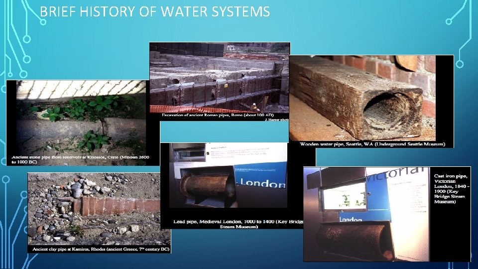 BRIEF HISTORY OF WATER SYSTEMS • Conduits 