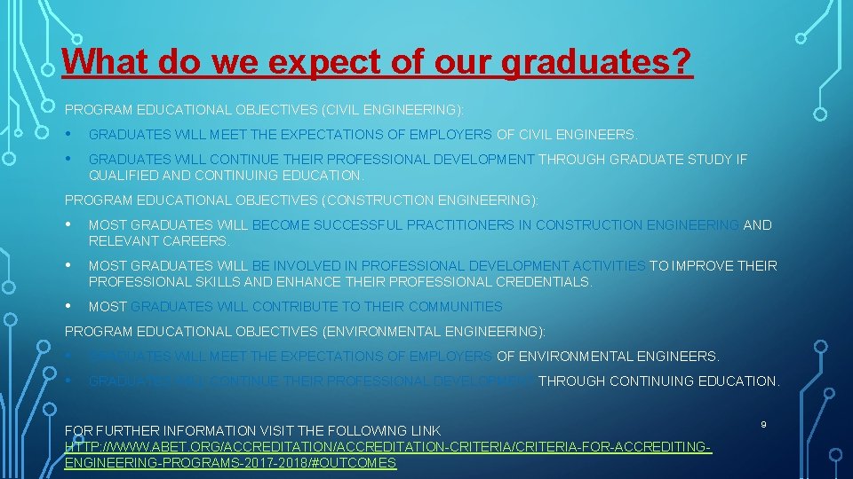 What do we expect of our graduates? PROGRAM EDUCATIONAL OBJECTIVES (CIVIL ENGINEERING): • •