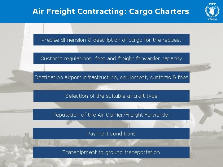 Air Freight Contracting: Cargo Charters Precise dimension & description of cargo for the request