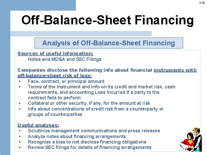 3 -20 Off-Balance-Sheet Financing Analysis of Off-Balance-Sheet Financing Sources of useful information: Notes and