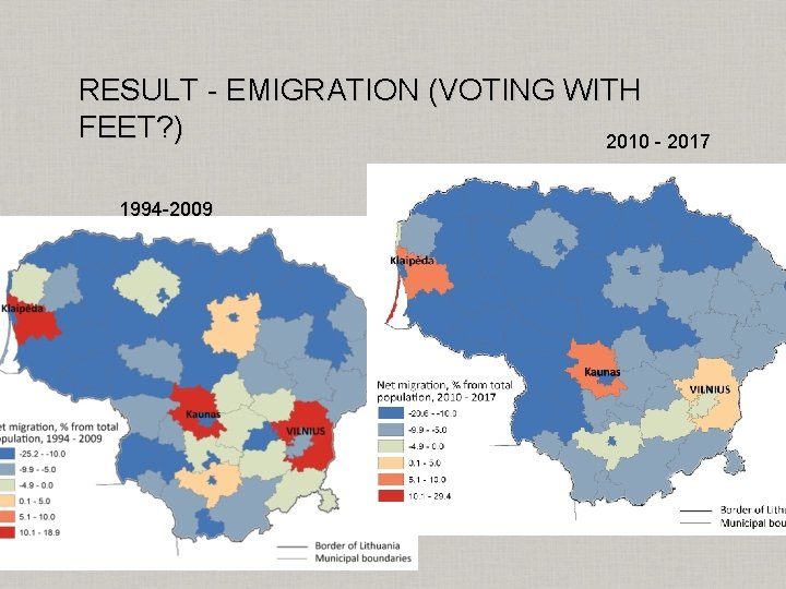 RESULT - EMIGRATION (VOTING WITH FEET? ) 2010 - 2017 1994 -2009 
