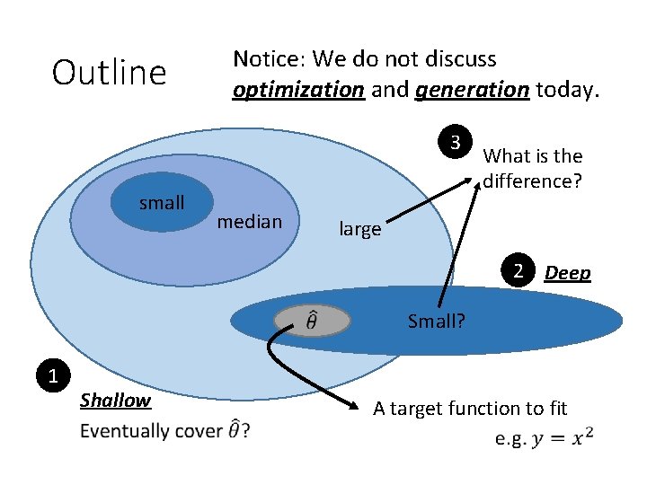 Outline Notice: We do not discuss optimization and generation today. 3 small median What