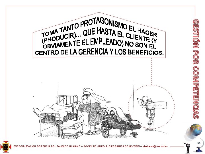 GESTIÓN POR COMPETENCIAS 14 ESPECIALIZACIÓN GERENCIA DEL TALENTO HUMANO – DOCENTE: JAIRO A. PIEDRAHITA