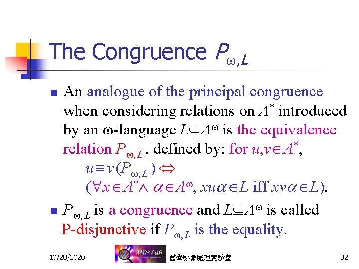 The Congruence P , L An analogue of the principal congruence when considering relations