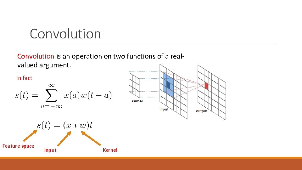 Convolution is an operation on two functions of a realvalued argument. In fact Feature