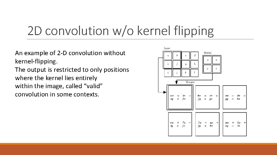 2 D convolution w/o kernel flipping An example of 2 -D convolution without kernel-ﬂipping.