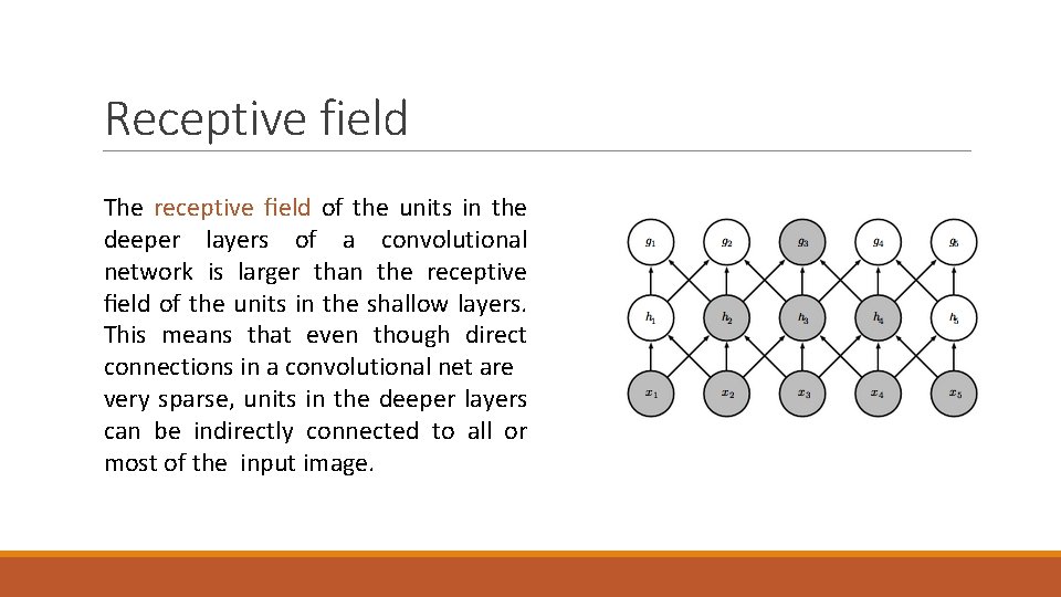 Receptive field The receptive ﬁeld of the units in the deeper layers of a