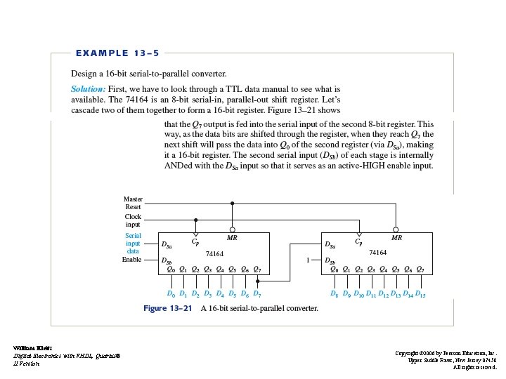 William Kleitz Digital Electronics with VHDL, Quartus® II Version Copyright © 2006 by Pearson