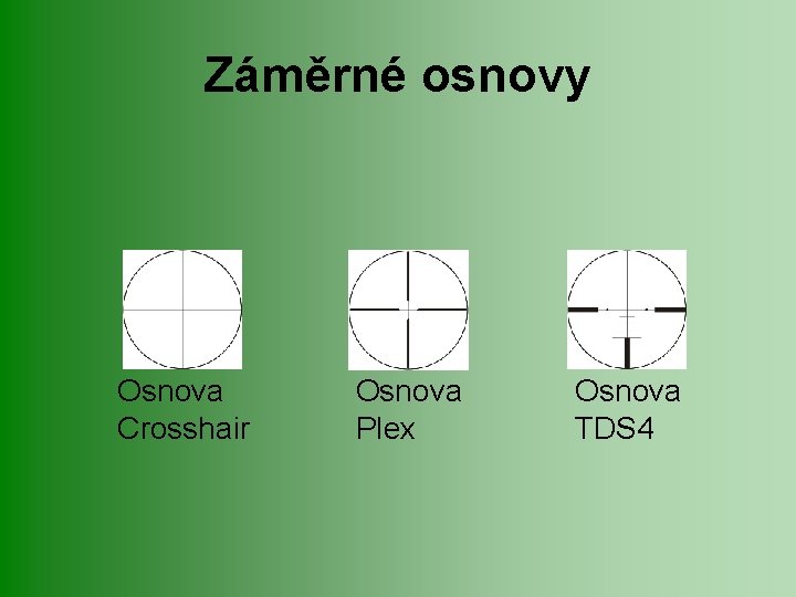 Záměrné osnovy Osnova Crosshair Osnova Plex Osnova TDS 4 