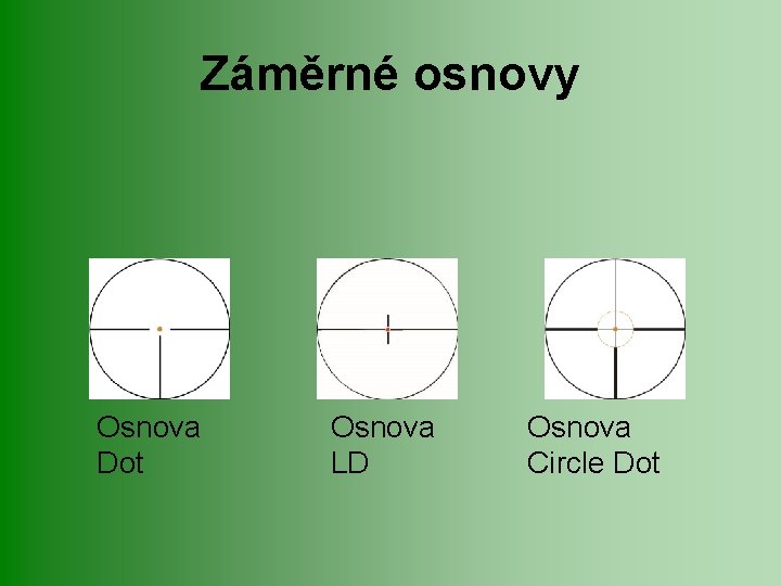 Záměrné osnovy Osnova Dot Osnova LD Osnova Circle Dot 