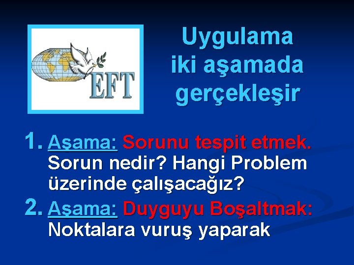 Uygulama iki aşamada gerçekleşir 1. Aşama: Sorunu tespit etmek. Sorun nedir? Hangi Problem üzerinde