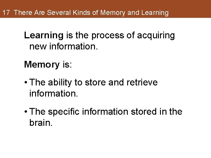 17 There Are Several Kinds of Memory and Learning is the process of acquiring 17 There Are Several Kinds of Memory and Learning is the process of acquiring