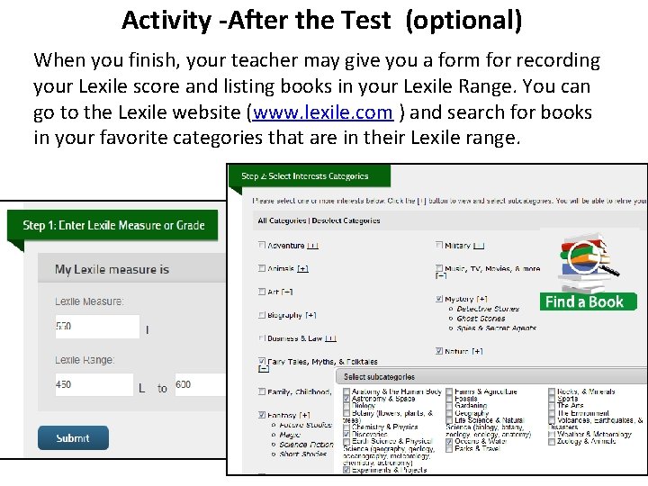 Activity -After the Test (optional) When you finish, your teacher may give you a
