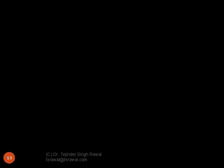 13 (C) Dr. Tejinder Singh Rawal tsrawal@tsrawal. com 
