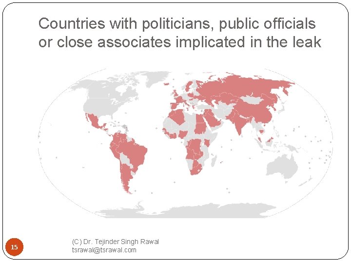 Countries with politicians, public officials or close associates implicated in the leak 15 (C)