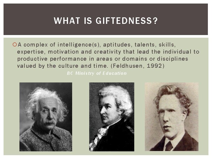 WHAT IS GIFTEDNESS? A complex of intelligence(s), aptitudes, talents, skills, expertise, motivation and creativity