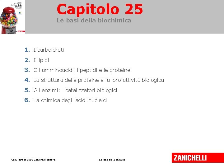 Capitolo 25 Le basi della biochimica 1. I carboidrati 2. I lipidi 3. Gli