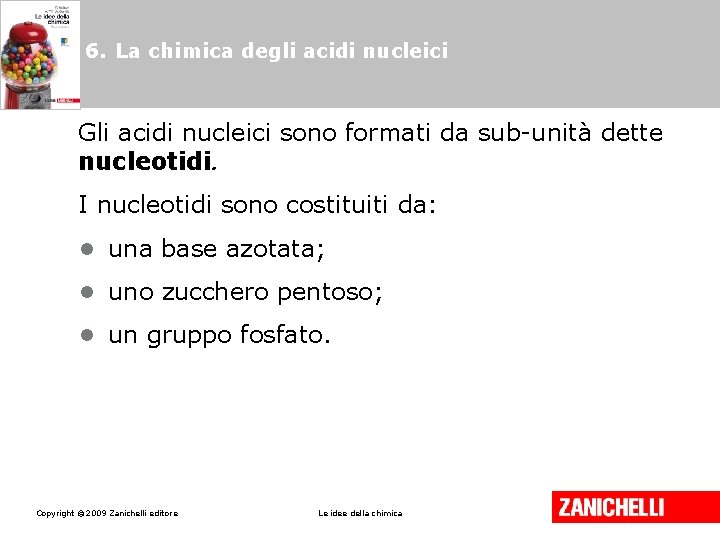 6. La chimica degli acidi nucleici Gli acidi nucleici sono formati da sub-unità dette