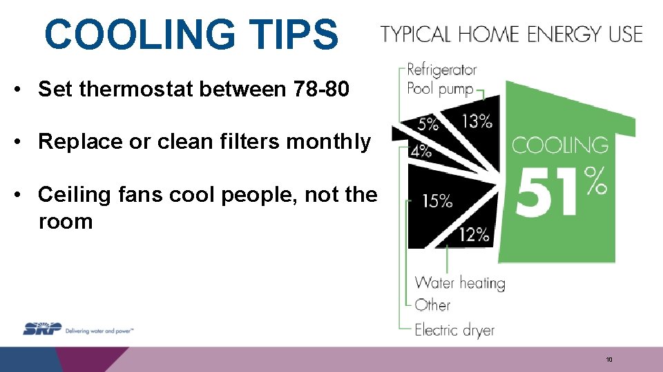 COOLING TIPS • Set thermostat between 78 -80 • Replace or clean filters monthly