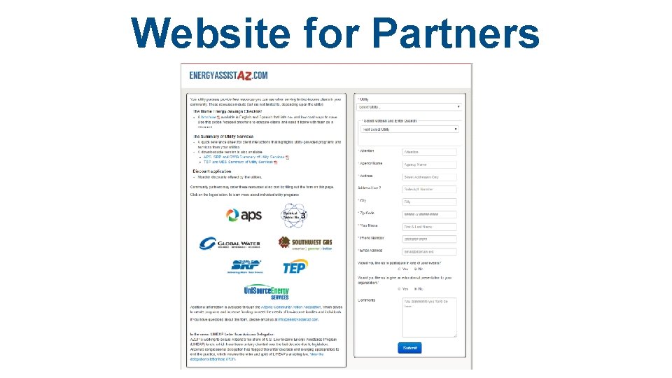 Website for Partners 