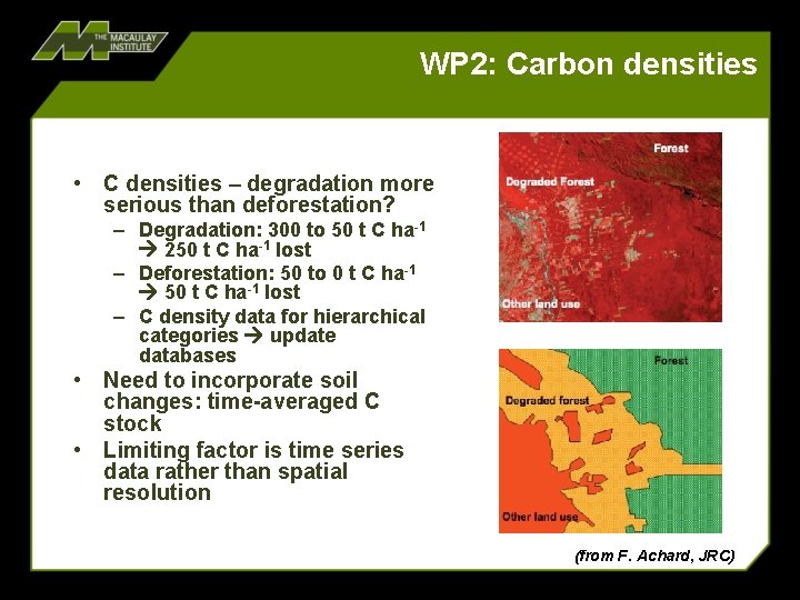 WP 2: Carbon densities • C densities – degradation more serious than deforestation? –